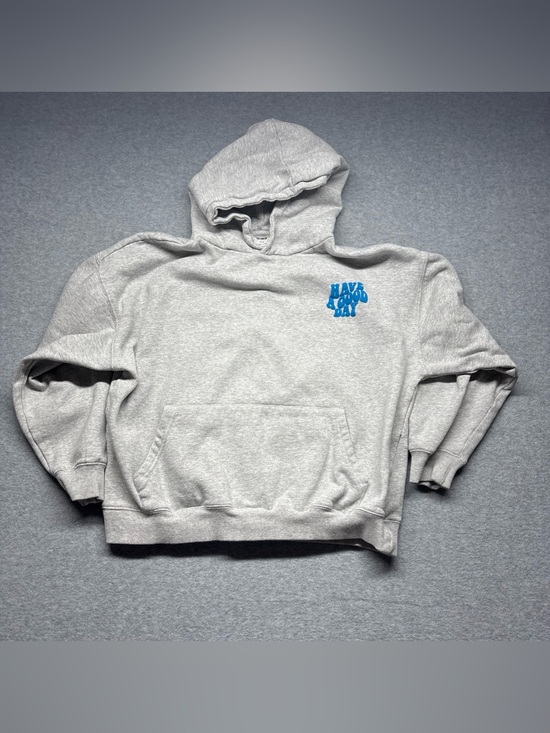 Cotton On Tops - Women's Gray Hoodie‎ Sweatshirt with Blue Chest Logo
